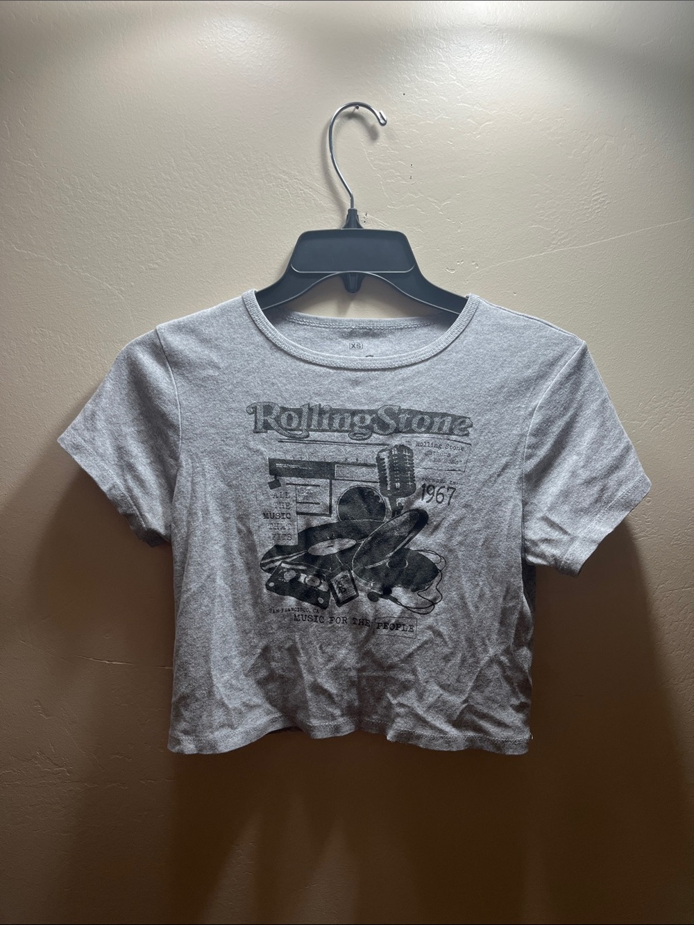 the Rolling Stones Light Gray Graphic crop top
